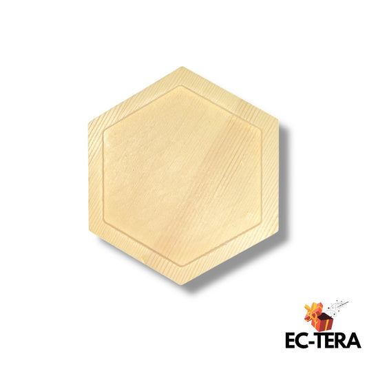 Set of 4 Hexagonal Wooden Coasters – Natural Wood | EC-TERA