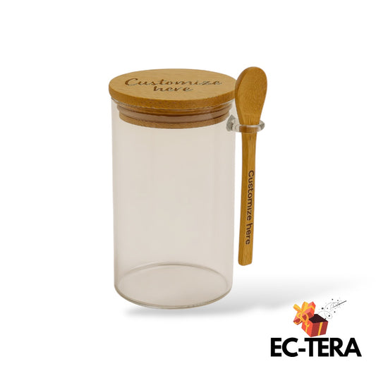 Personalized Glass Jar with Wooden Lid & Spoon | EC-TERA